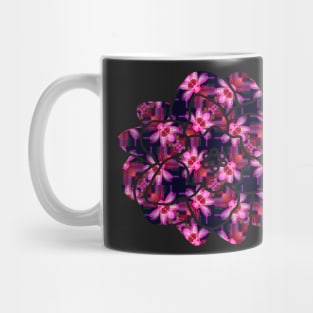 Midnight Flowers - Pretty Pink flowers on Black Pattern Mug